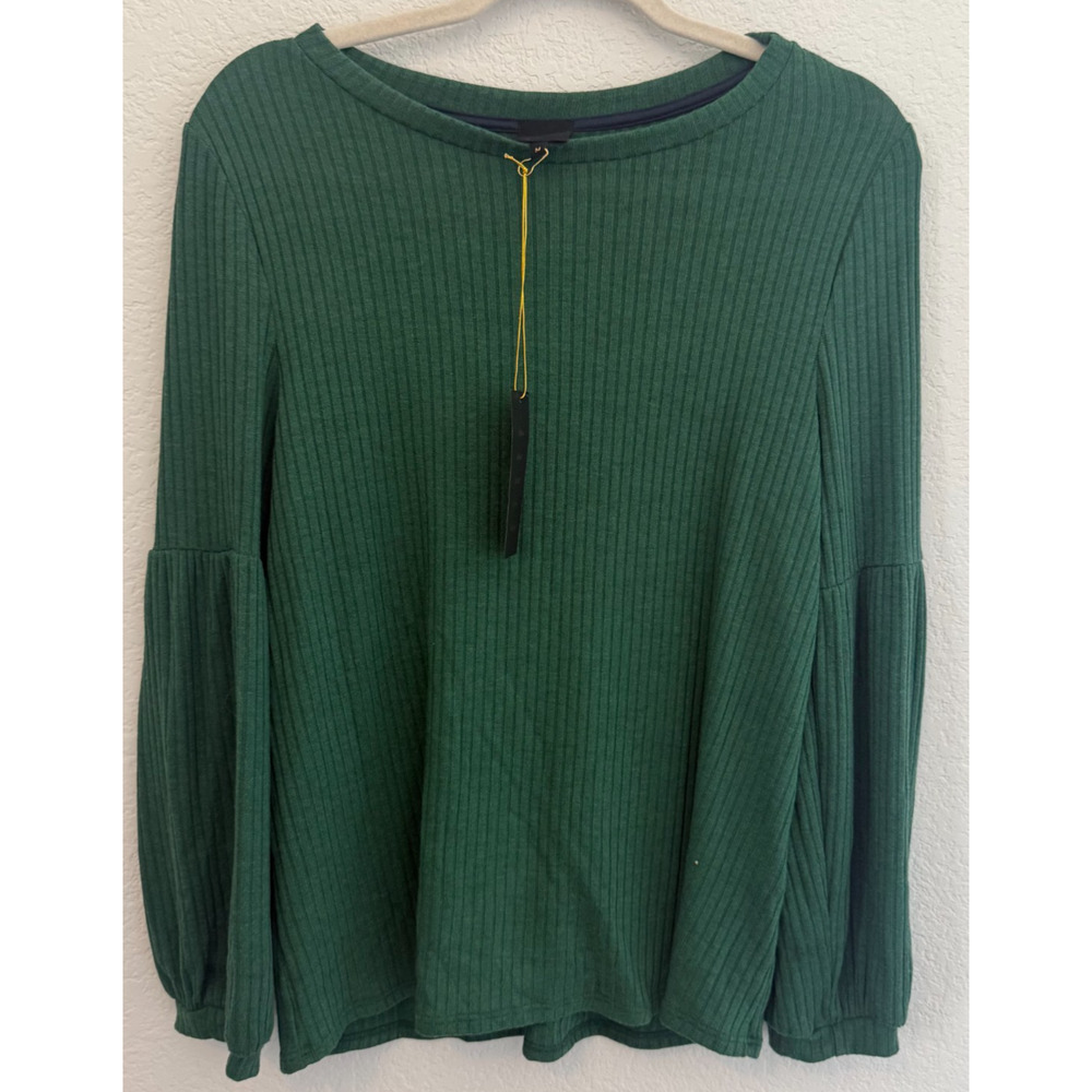 W5 Antropologie Green Long Sleeve Top Women’s Size M Sample Balloon Sleeve